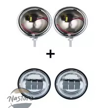 並行輸入品 バイク フォグランプ ヘッドライト クロームペア4.5インチ4 1 カスタムパーツ 部品 アクセサリー_8