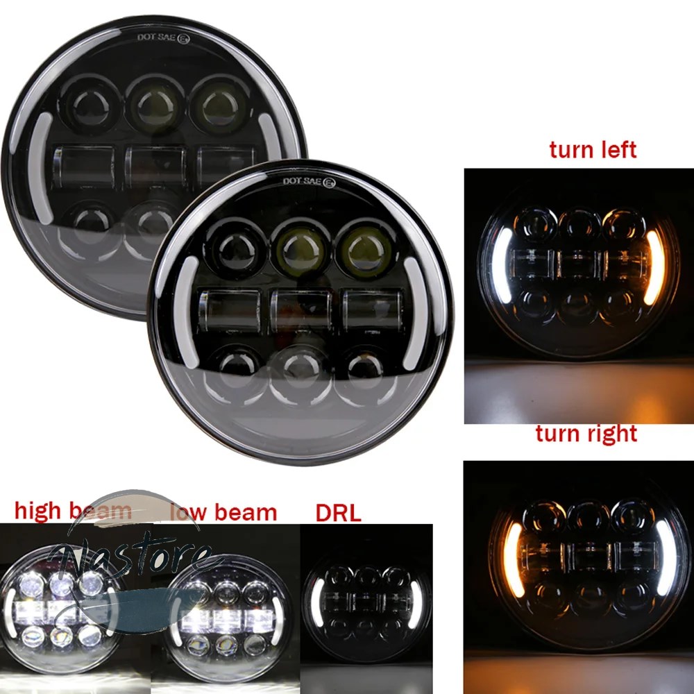 並行輸入品 ヘッド ヘッドライト ライト 2x 5.75インチ led ハイ/ロービーム ハロー スピードトリプル \u0026 ストリートトリプル サンダー 5 3/4インチ_10
