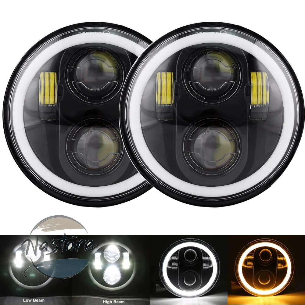並行輸入品 ヘッド ヘッドライト ライト 2x 5.75インチ led ハイ/ロービーム ハロー スピードトリプル \u0026 ストリートトリプル サンダー 5 3/4インチ_1