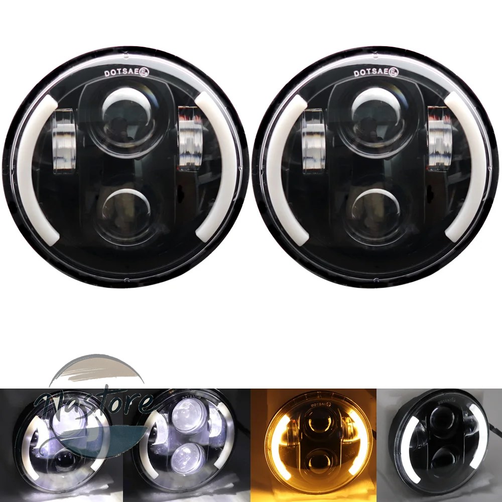 並行輸入品 ヘッド ヘッドライト ライト 2x 5.75インチ led ハイ/ロービーム ハロー スピードトリプル \u0026 ストリートトリプル サンダー 5 3/4インチ_2
