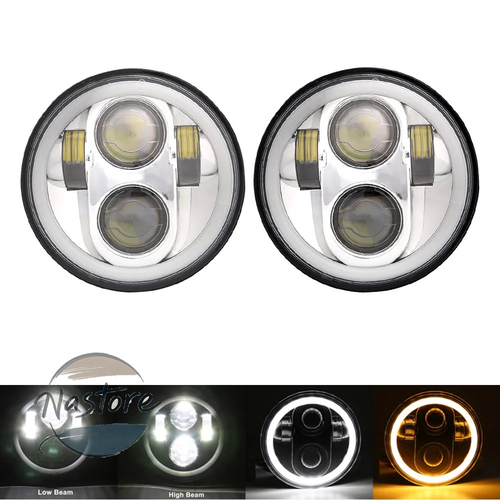 並行輸入品 ヘッド ヘッドライト ライト 2x 5.75インチ led ハイ/ロービーム ハロー スピードトリプル \u0026 ストリートトリプル サンダー 5 3/4インチ_3
