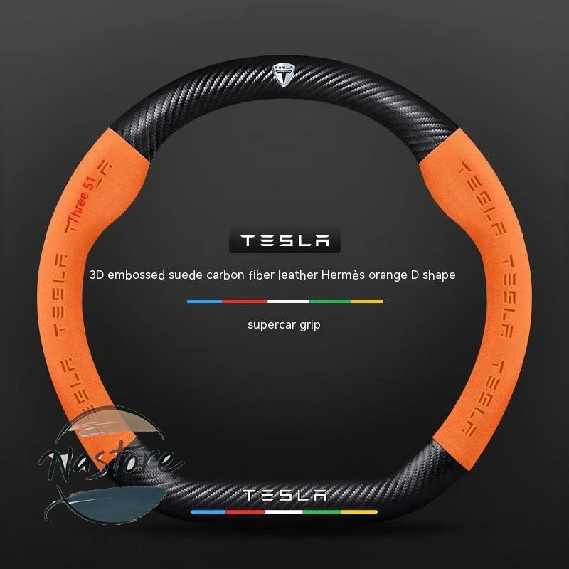 並行輸入品 テスラ tesla カバー ホイール カスタムパーツ モデル3 モデルy モデルs モデルx ロードスター スエード カーボン 滑り止め 通気性 ステアリング_6