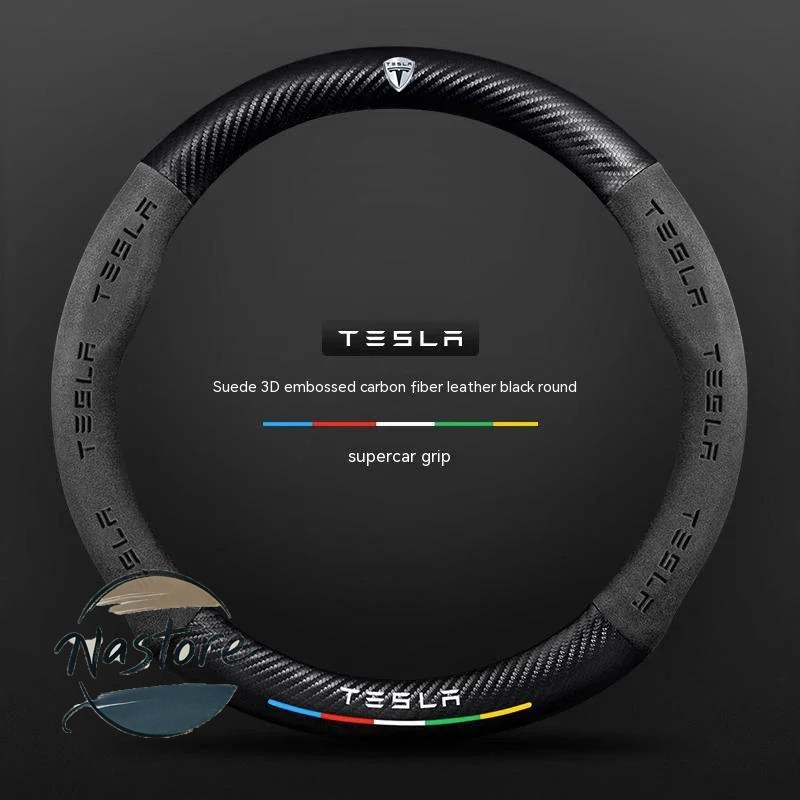 並行輸入品 テスラ tesla カバー ホイール カスタムパーツ モデル3 モデルy モデルs モデルx ロードスター スエード カーボン 滑り止め 通気性 ステアリング_7