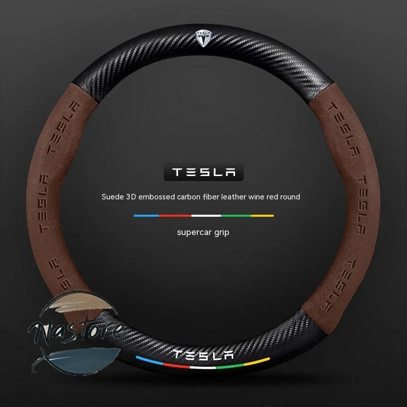 並行輸入品 テスラ tesla カバー ホイール カスタムパーツ モデル3 モデルy モデルs モデルx ロードスター スエード カーボン 滑り止め 通気性 ステアリング_8
