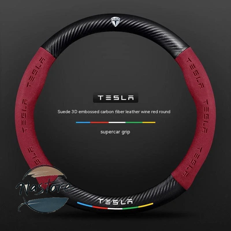 並行輸入品 テスラ tesla カバー ホイール カスタムパーツ モデル3 モデルy モデルs モデルx ロードスター スエード カーボン 滑り止め 通気性 ステアリング_9