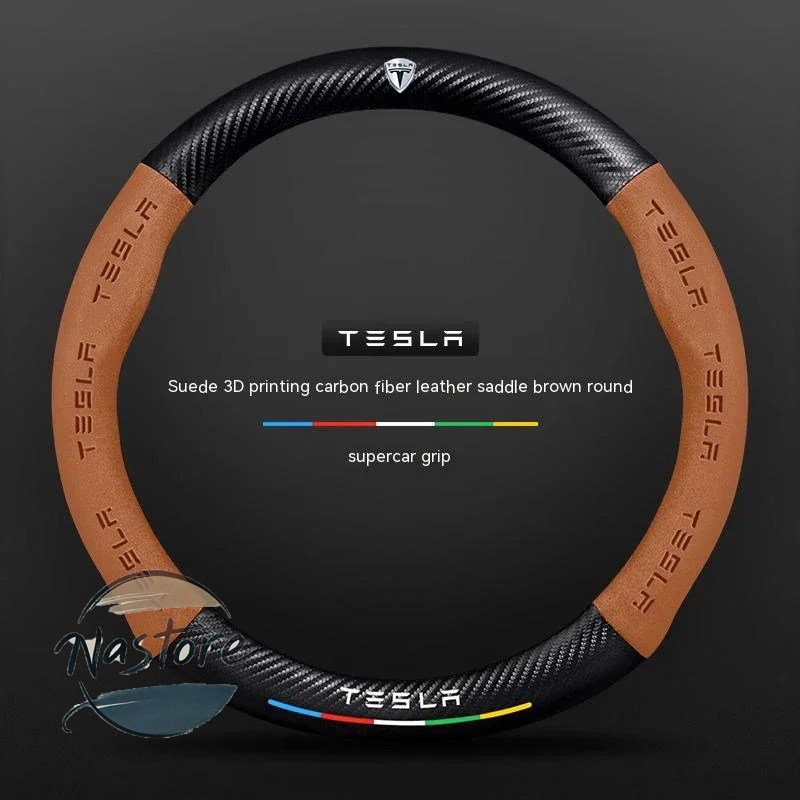 並行輸入品 テスラ tesla カバー ホイール カスタムパーツ モデル3 モデルy モデルs モデルx ロードスター スエード カーボン 滑り止め 通気性 ステアリング_11