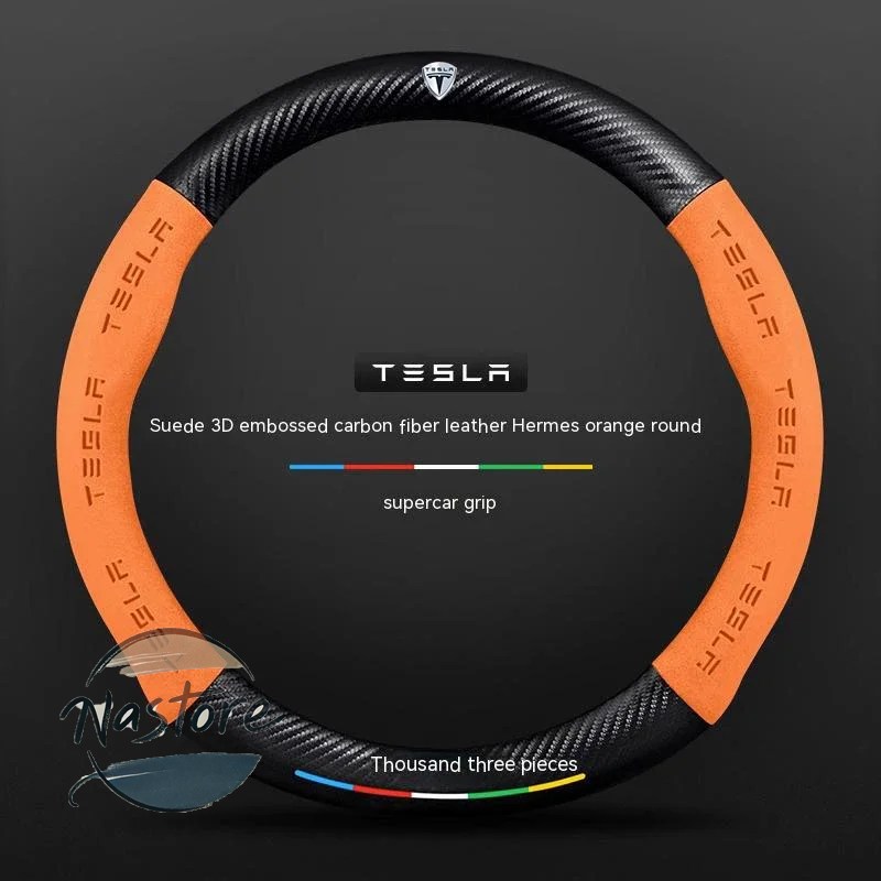 並行輸入品 テスラ tesla カバー ホイール カスタムパーツ モデル3 モデルy モデルs モデルx ロードスター スエード カーボン 滑り止め 通気性 ステアリング_12