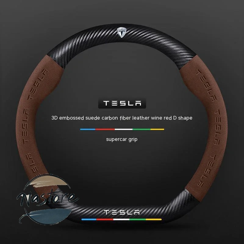 並行輸入品 テスラ tesla カバー ホイール カスタムパーツ モデル3 モデルy モデルs モデルx ロードスター スエード カーボン 滑り止め 通気性 ステアリング_2