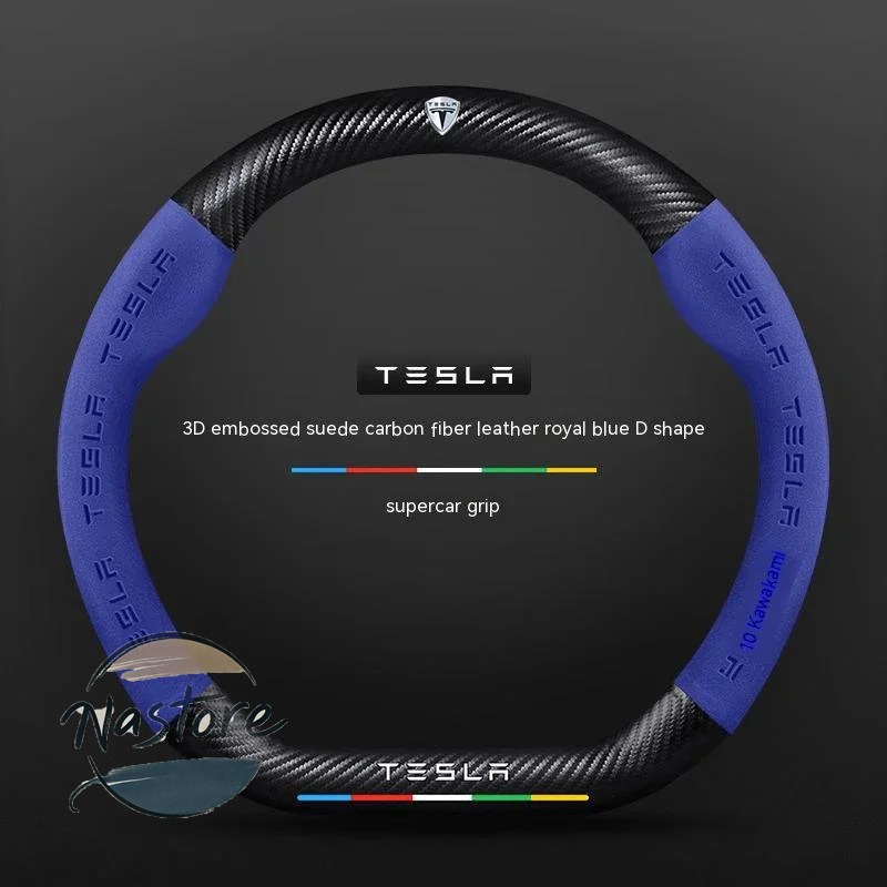 並行輸入品 テスラ tesla カバー ホイール カスタムパーツ モデル3 モデルy モデルs モデルx ロードスター スエード カーボン 滑り止め 通気性 ステアリング_4