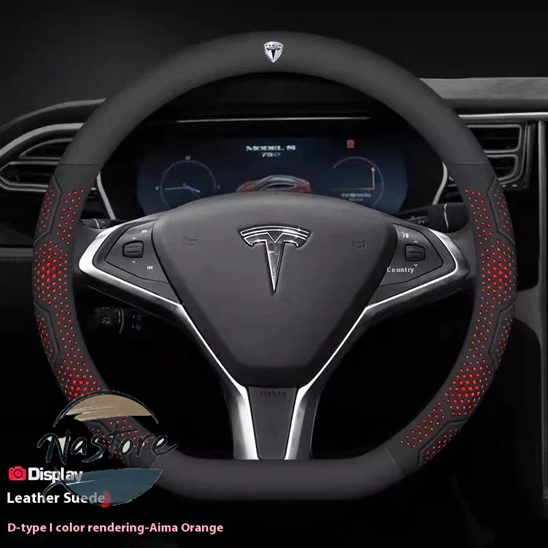 並行輸入品 テスラ tesla カバー ホイール カスタムパーツ モデル3 モデルy モデルs モデルx ロードスター カーボン スエードレザー 滑り止め ステアリング_8