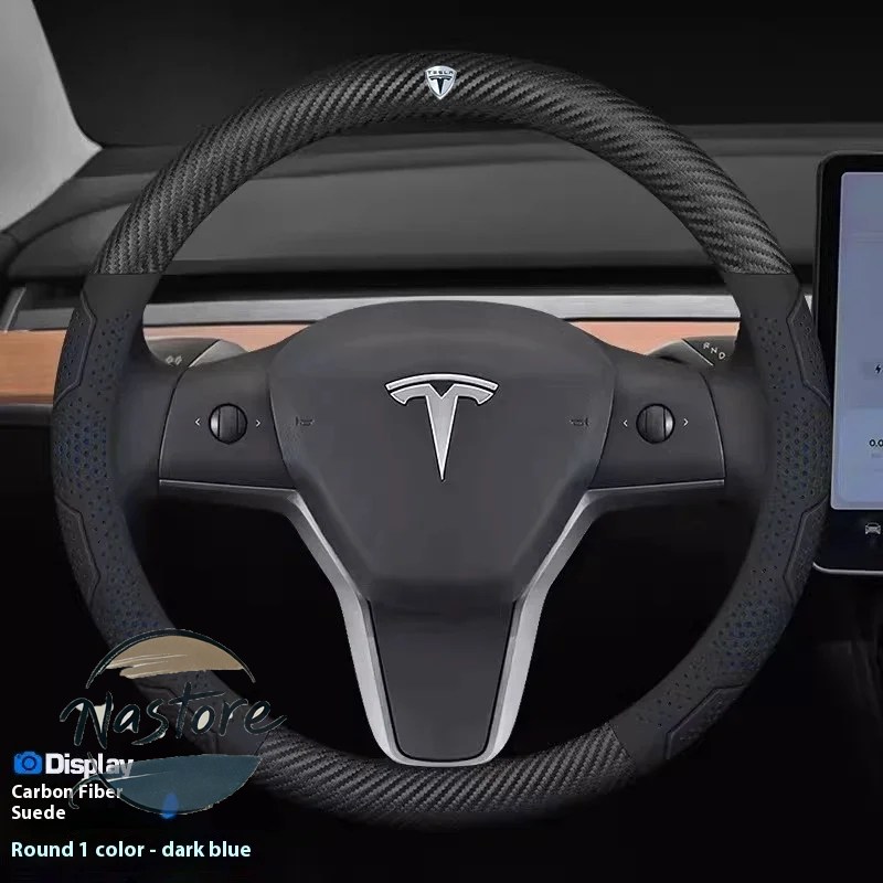 並行輸入品 テスラ tesla カバー ホイール カスタムパーツ モデル3 モデルy モデルs モデルx ロードスター カーボン スエードレザー 滑り止め ステアリング_11