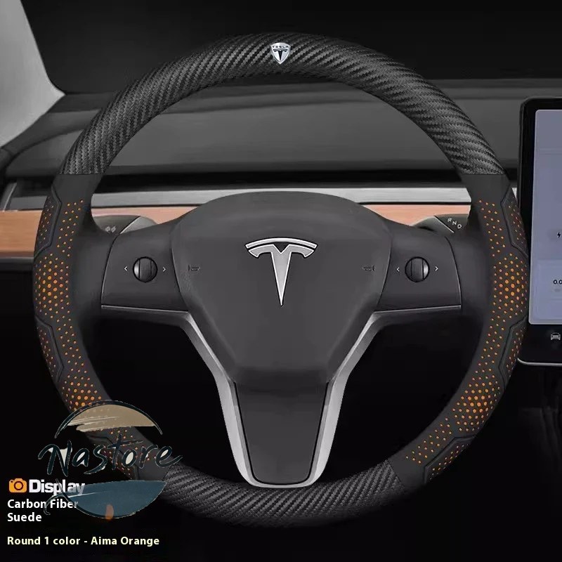 並行輸入品 テスラ tesla カバー ホイール カスタムパーツ モデル3 モデルy モデルs モデルx ロードスター カーボン スエードレザー 滑り止め ステアリング_13