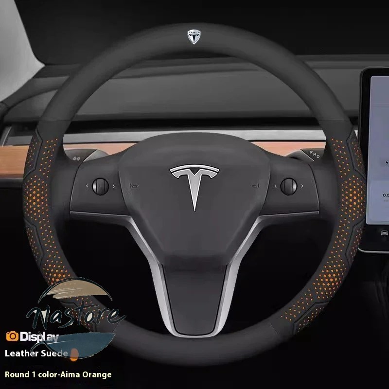 並行輸入品 テスラ tesla カバー ホイール カスタムパーツ モデル3 モデルy モデルs モデルx ロードスター カーボン スエードレザー 滑り止め ステアリング_16