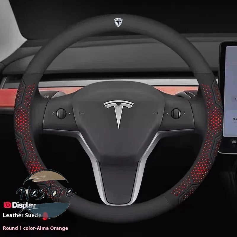 並行輸入品 テスラ tesla カバー ホイール カスタムパーツ モデル3 モデルy モデルs モデルx ロードスター カーボン スエードレザー 滑り止め ステアリング_1