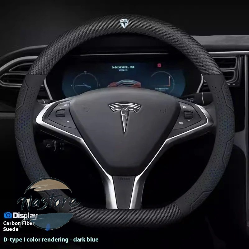 並行輸入品 テスラ tesla カバー ホイール カスタムパーツ モデル3 モデルy モデルs モデルx ロードスター カーボン スエードレザー 滑り止め ステアリング_3