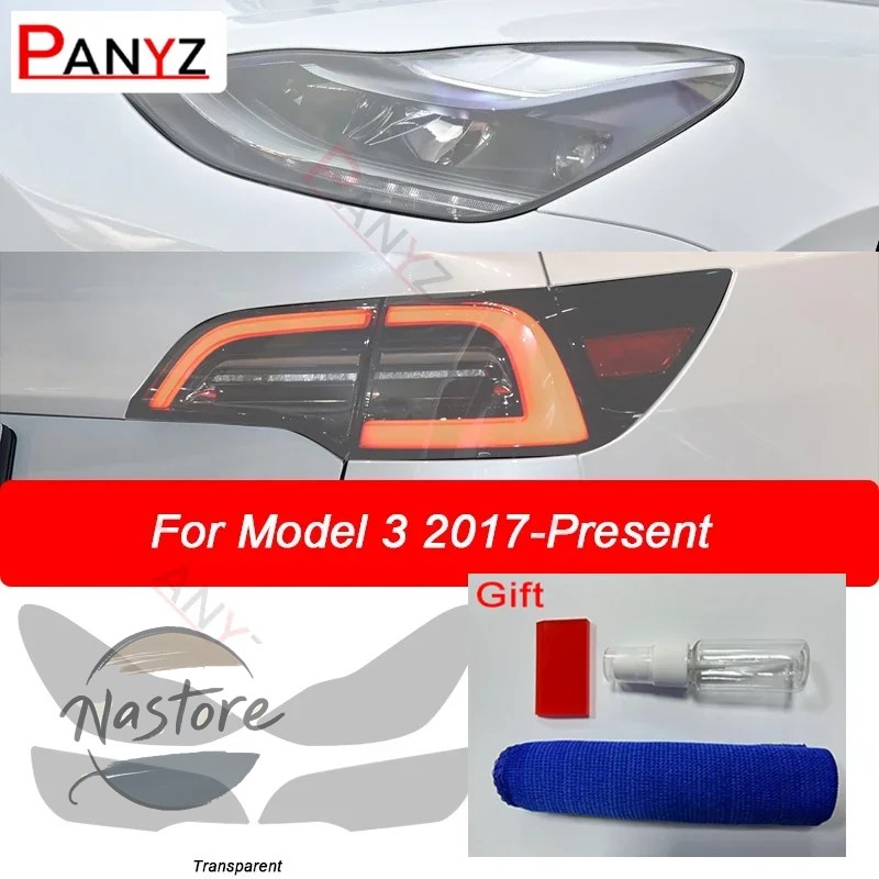 並行輸入品 テスラ tesla リア ヘッド ライト保護フィルムランプティントテールライトクスモークブラック tpu ステッカーモデル 3 2021の画像