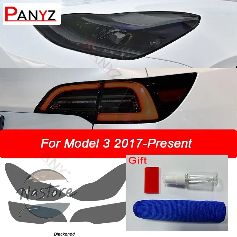 並行輸入品 テスラ tesla リア ヘッド ライト保護フィルムランプティントテールライトクスモークブラック tpu ステッカーモデル 3 2021の画像