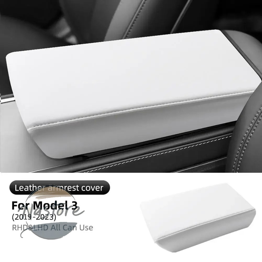 並行輸入品 テスラ tesla カバー アームレスト y 25 プロテクターボックス白ソフトレザーセンターコンソールパネルパッド model3 ハイランド v3z8の画像