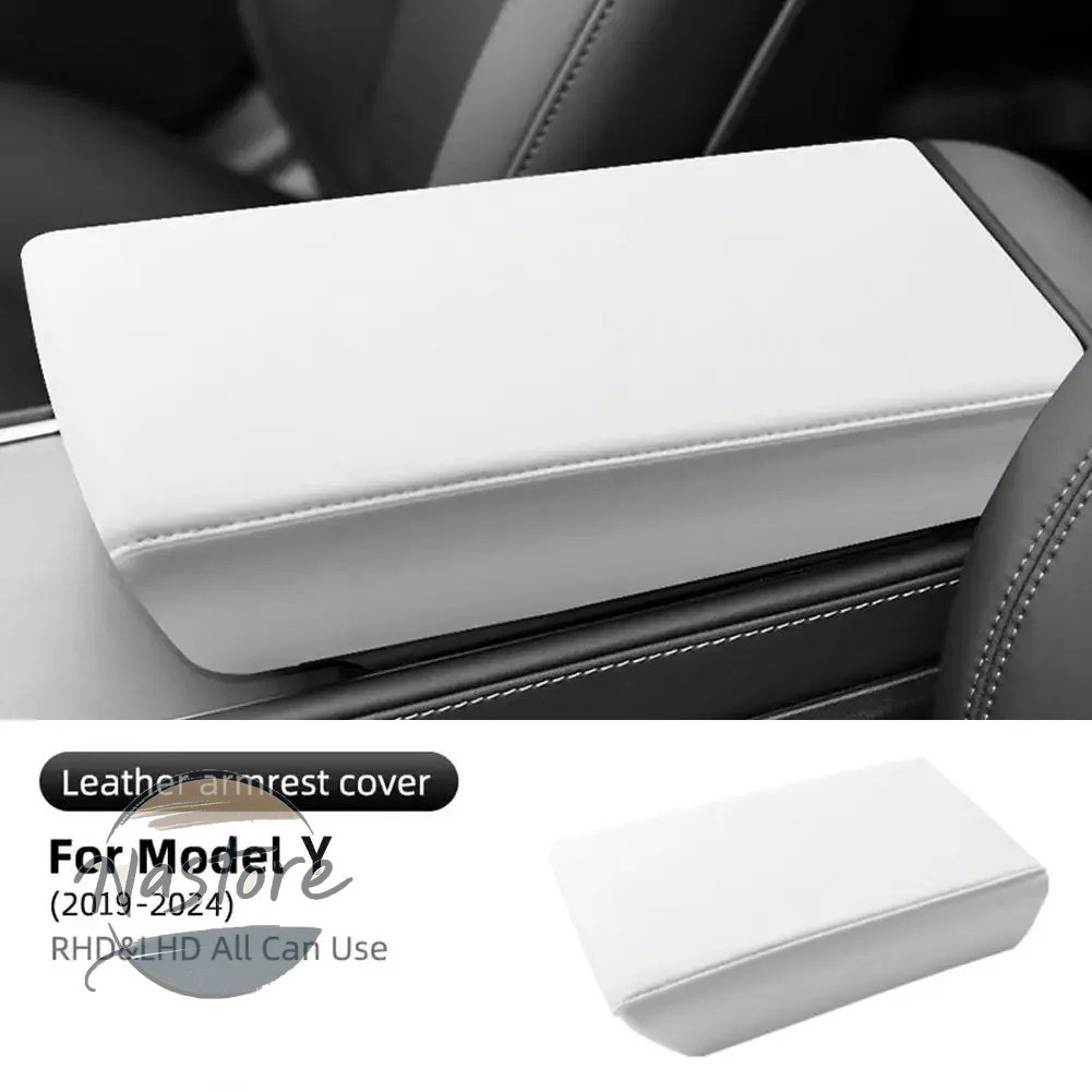 並行輸入品 テスラ tesla カバー アームレスト y 25 プロテクターボックス白ソフトレザーセンターコンソールパネルパッド model3 ハイランド v3z8の画像