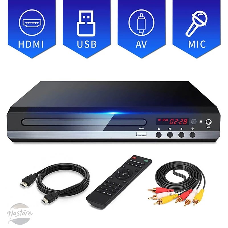 並行輸入品 DVDプレーヤー高解像度1080PホームDVDプレーヤーボックスリージョン DVD CDディスクプレーヤーAV出力内蔵マイクポートの画像