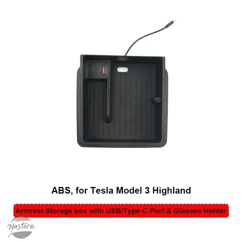 並行輸入品 テスラ モデル3 中央制御アームレスト収納ボックス クリップオーガナイザー USBタイプC拡張 眼鏡 充電ハブ 2024の画像