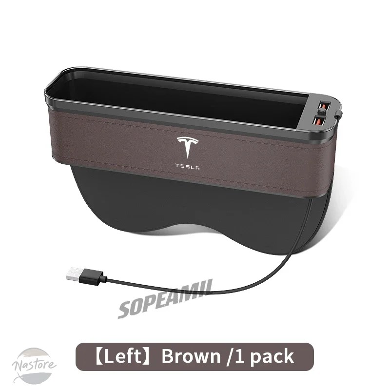 並行輸入品 車用USB充電多機能隙間収納ボックスシートギャップボックス テスラ サイバートラック ロードスター モデル3 モデルY モデルS モデルX用の画像