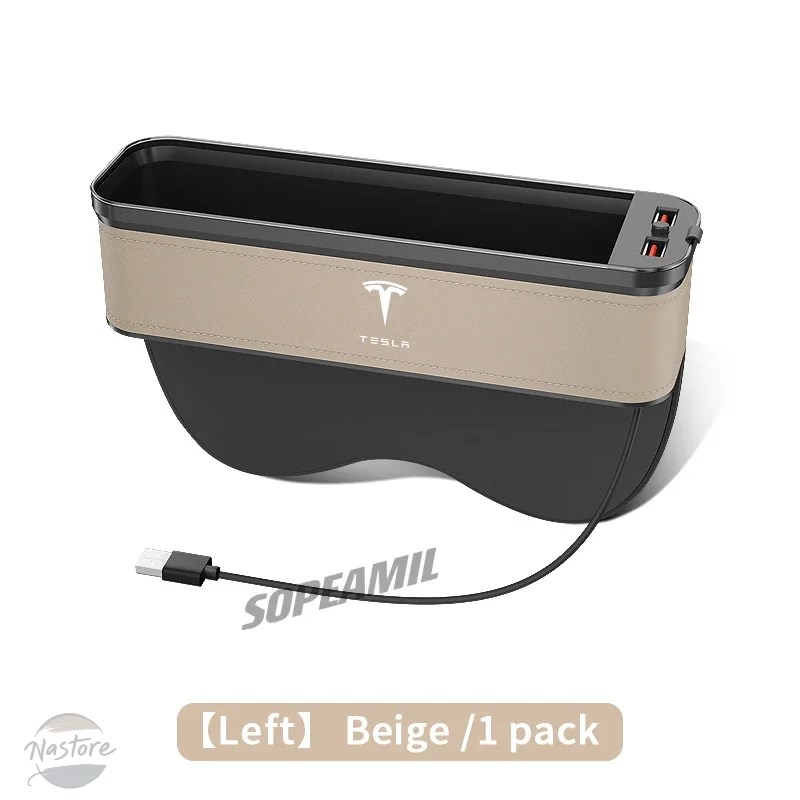 並行輸入品 車用USB充電多機能隙間収納ボックスシートギャップボックス テスラ サイバートラック ロードスター モデル3 モデルY モデルS モデルX用の画像