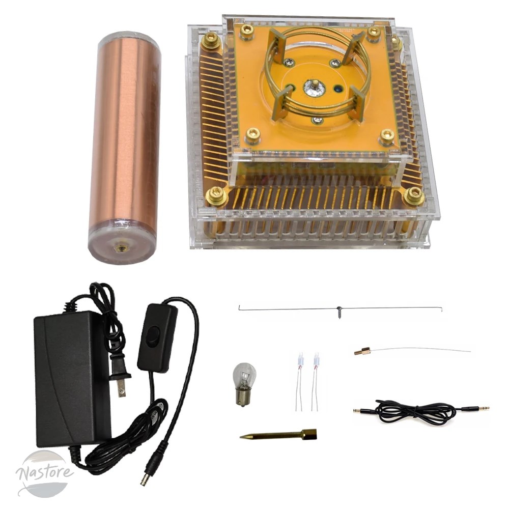 並行輸入品 ミュージカルテスラコイル音楽プラズマスピーカー DC8-32v プラズマ音楽テスラコイルモジュールゴールデンアクリルシェル EU/米国電源プラグ_5