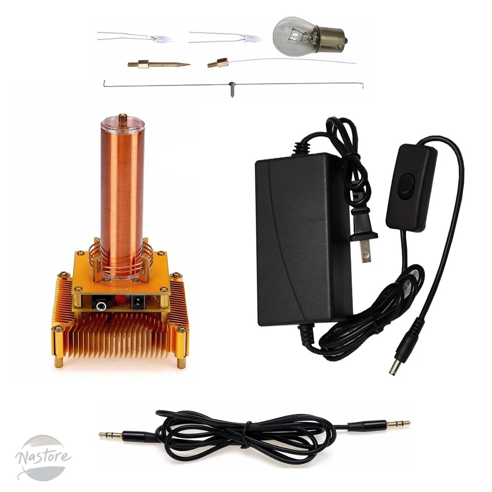 並行輸入品 ミュージカルテスラコイル音楽プラズマスピーカー DC8-32v プラズマ音楽テスラコイルモジュールゴールデンアクリルシェル EU/米国電源プラグ_3