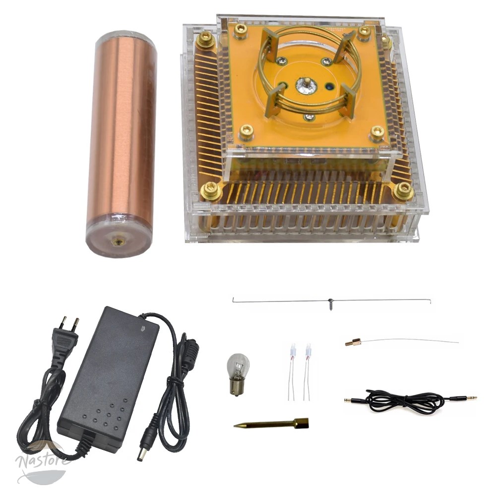 並行輸入品 ミュージカルテスラコイル音楽プラズマスピーカー DC8-32v プラズマ音楽テスラコイルモジュールゴールデンアクリルシェル EU/米国電源プラグ_4