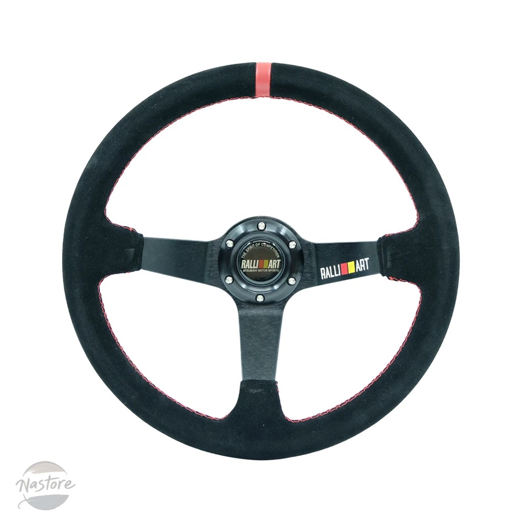 RALLIART スエード ステアリング 14インチ 並行輸入品 ステアリング ホイール 350mm 14インチ ラリーアート カー