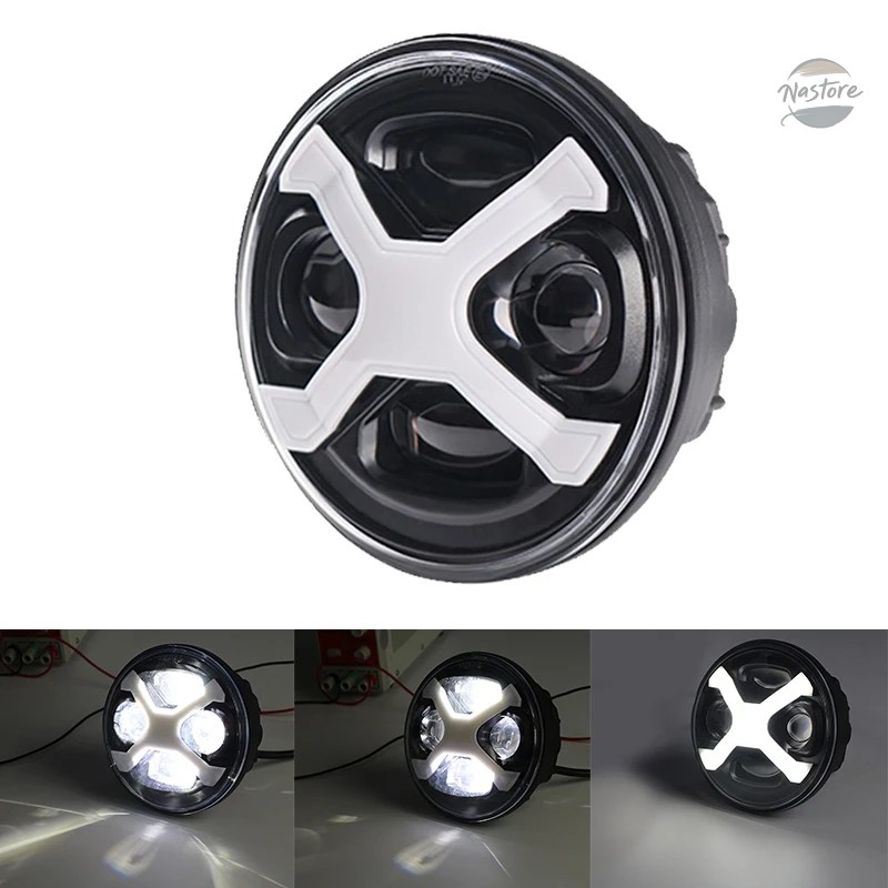 並行輸入品 XL1200 インディアン バイク ヘッド 5.75インチ 5 3/4 LED ライト X ホワイト DRL カスタムパーツ パーツ アクセサリー_1