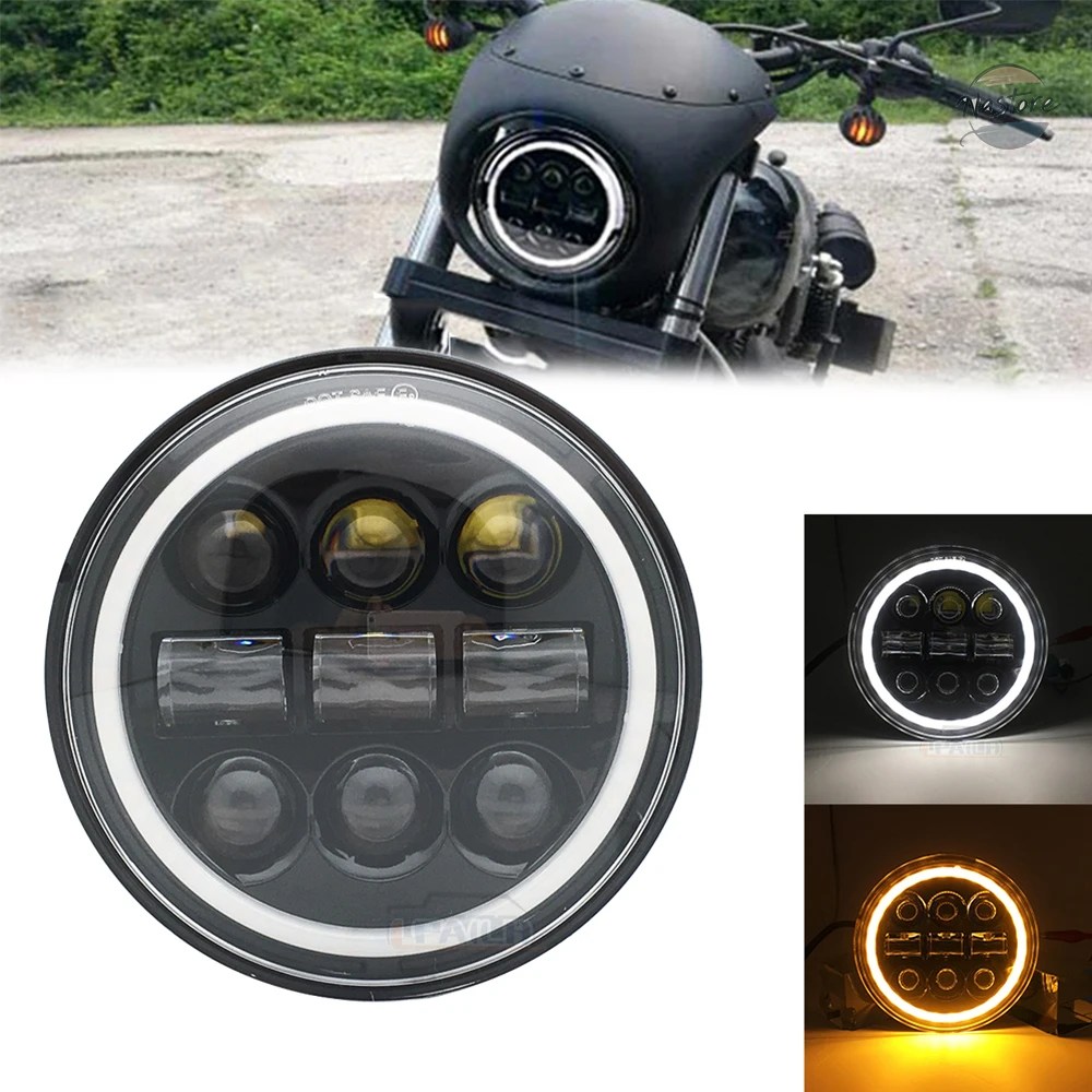 並行輸入品 バイク ヘッド 5.75 エンジェル アイ DRL ライト 5 3/4インチ ハウジング カスタムパーツ パーツ アクセサリー_2
