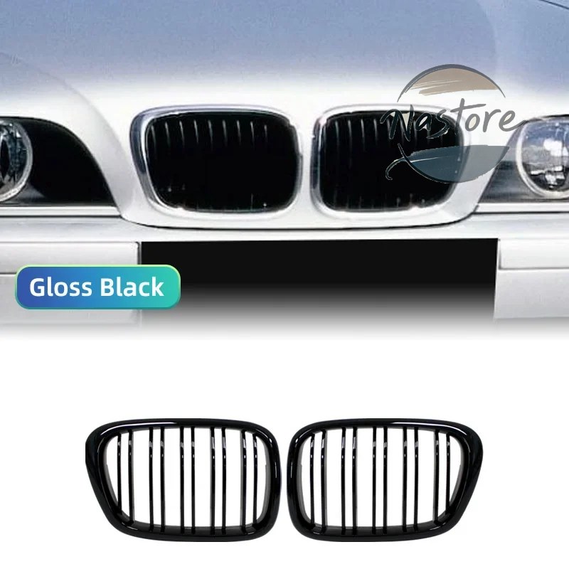 並行輸入品 BMW フロント 部品 カスタムパーツ アクセサリー 光沢 ブラックフードキドニーグリルグリルabsデュアルライン e39 5シリーズ525 528 530 m5の画像