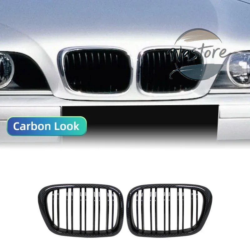 並行輸入品 BMW フロント 部品 カスタムパーツ アクセサリー 光沢 ブラックフードキドニーグリルグリルabsデュアルライン e39 5シリーズ525 528 530 m5の画像