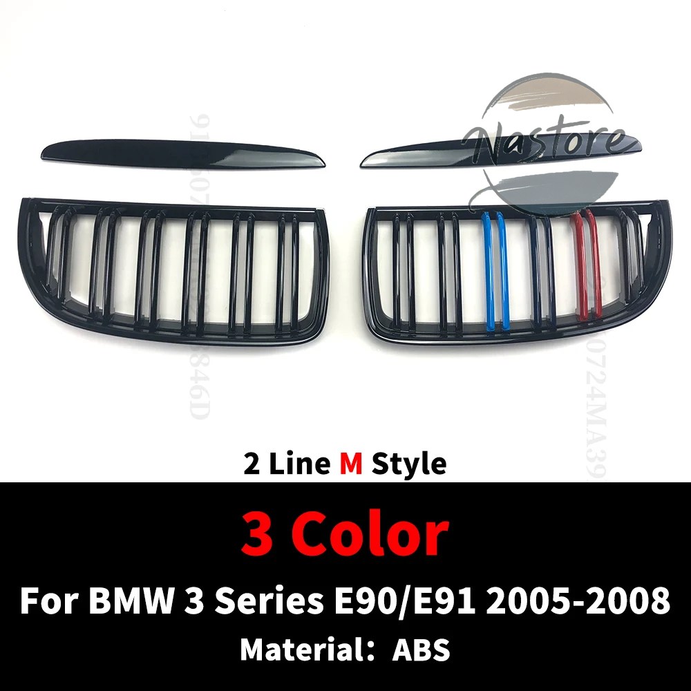 並行輸入品 BMW フロント 部品 カスタムパーツ アクセサリー 2ラインキドニーラジエーターグリルミドルメッシュグリル 3 e90 e91 2005-2012 320i 325i 330iの画像