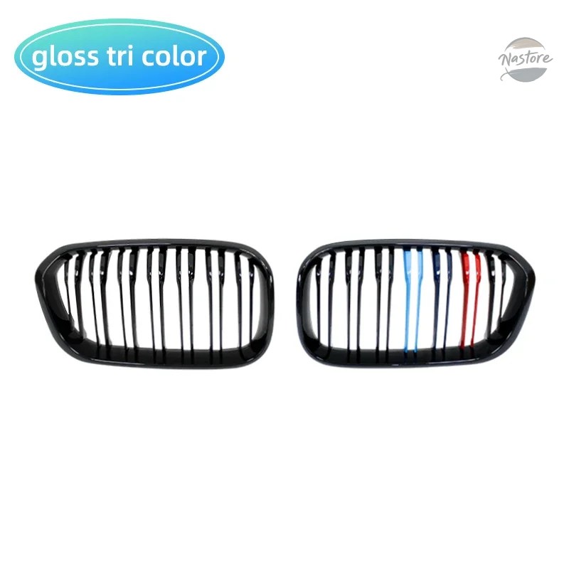 並行輸入品 1 ペアフロントグリル BMW 1 シリーズ F20 F21 2016 2017 グロスブラックキドニーグリル交換レーシングフロントバンパーグリルの画像