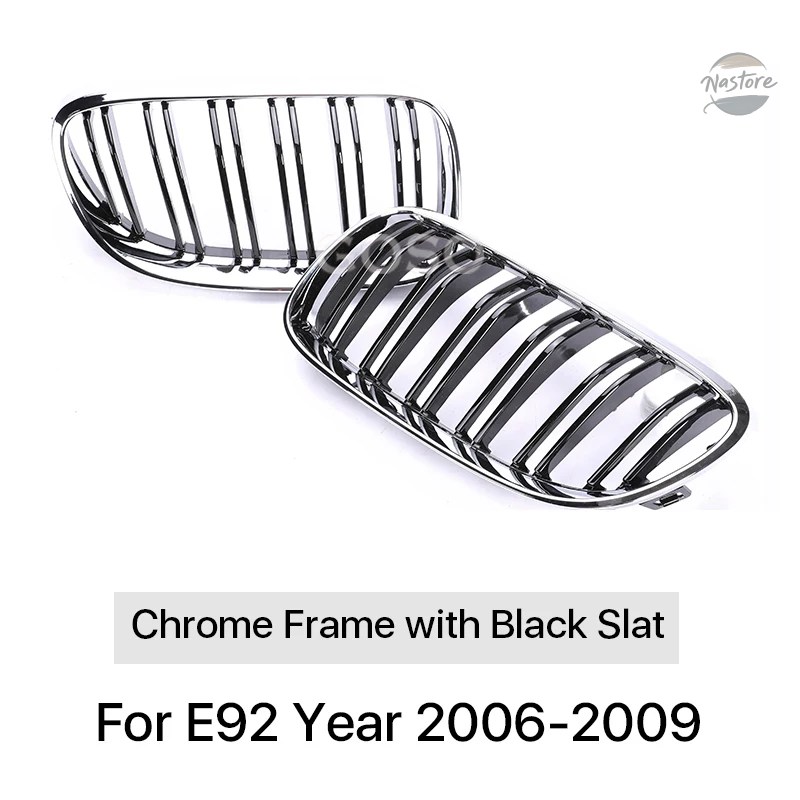 並行輸入品 フロントバンパーキドニークロームグリルレーシングメッシュレーシンググロスブラックグリルカバー BMW 3 シリーズ E92 E93 2005-2009 325I 3_4