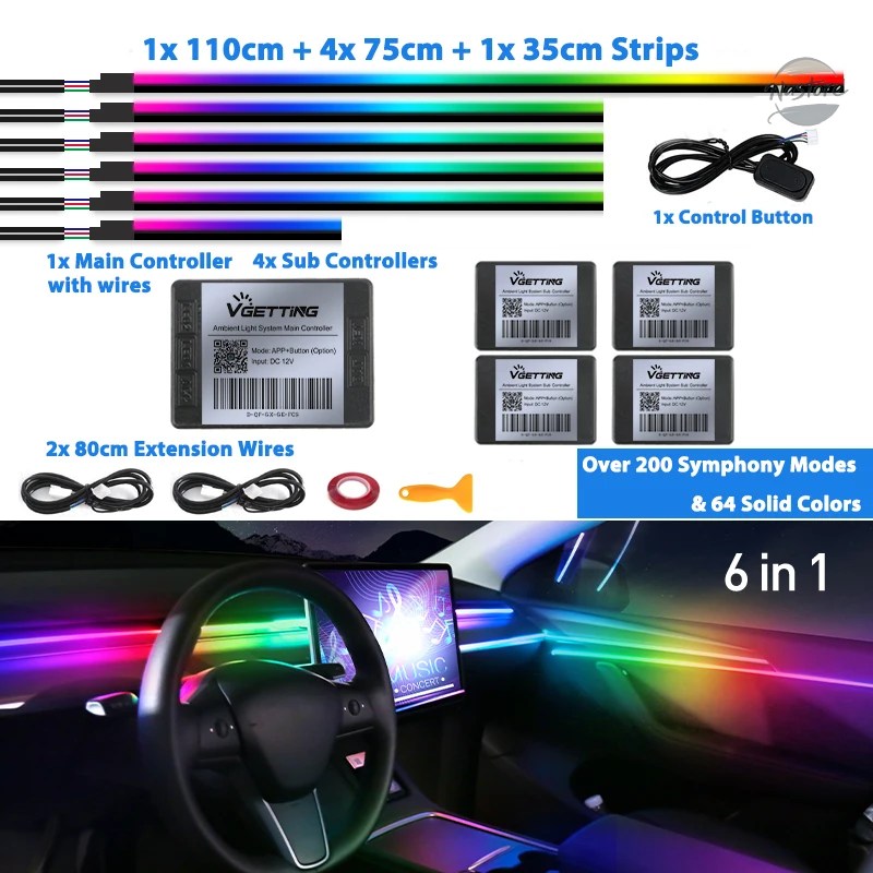 並行輸入品 キット 6/18/22 in 1 ledアクリル車内アンビエントライト rgb 64_5