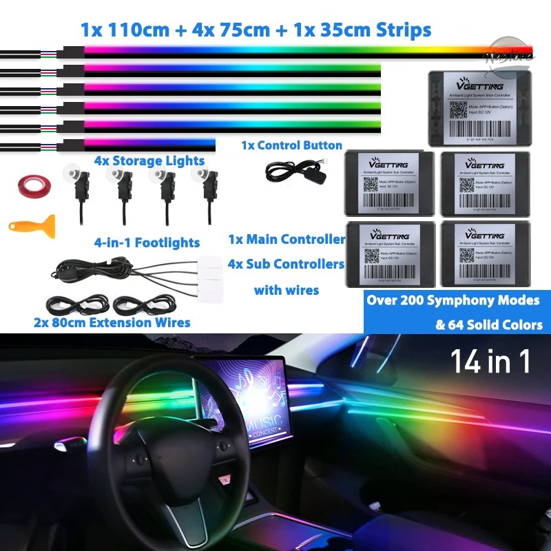 並行輸入品 キット 6/18/22 in 1 ledアクリル車内アンビエントライト rgb 64_7