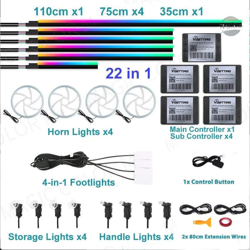 並行輸入品 キット 6/18/22 in 1 ledアクリル車内アンビエントライト rgb 64_9