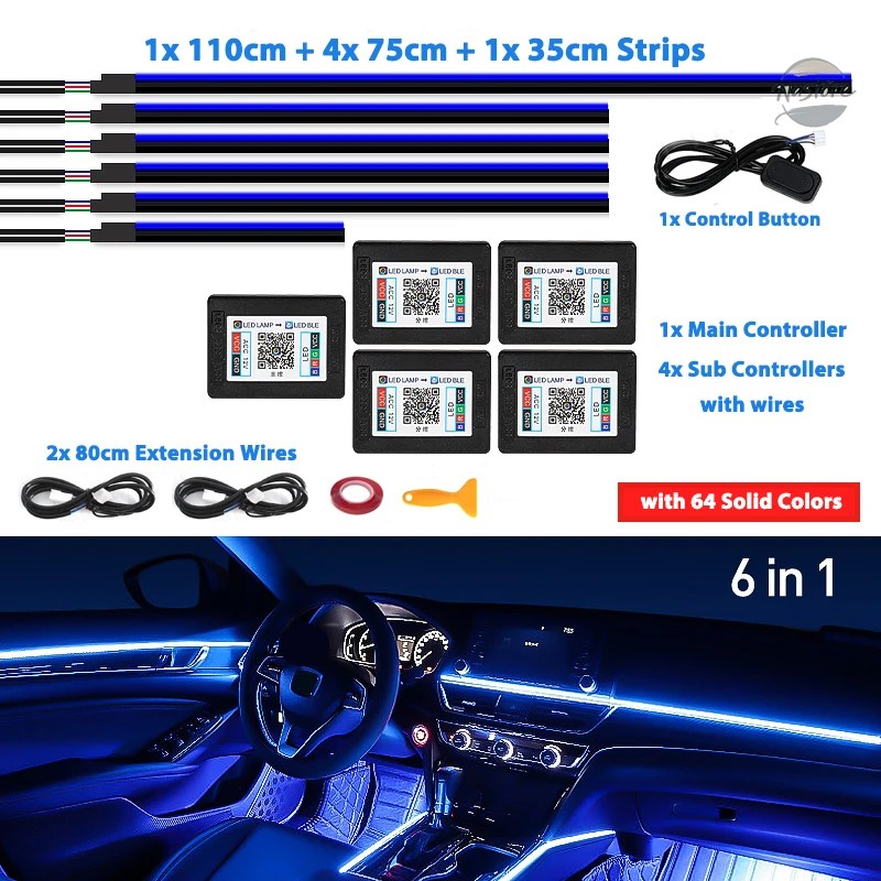 並行輸入品 キット 6/18/22 in 1 ledアクリル車内アンビエントライト rgb 64_1