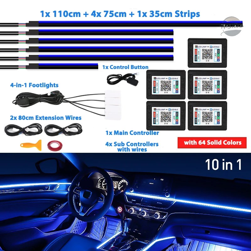 並行輸入品 キット 6/18/22 in 1 ledアクリル車内アンビエントライト rgb 64_2