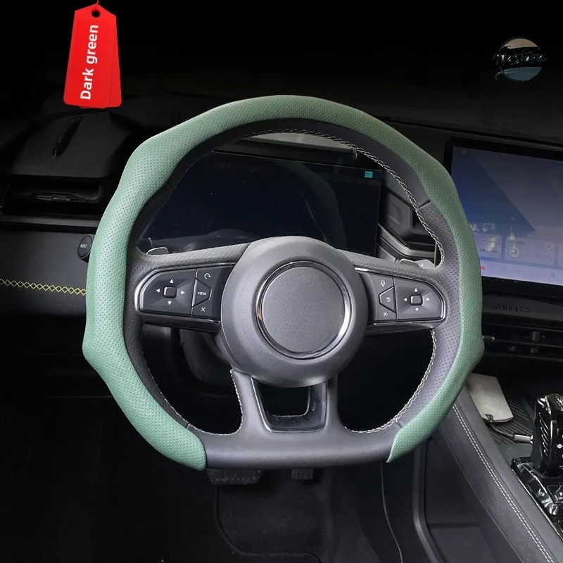 並行輸入品 nappa leather grain universal car steering wheel cover card-type installation styling sports ultra-thin suitable for カスタムパーツ 部品_5