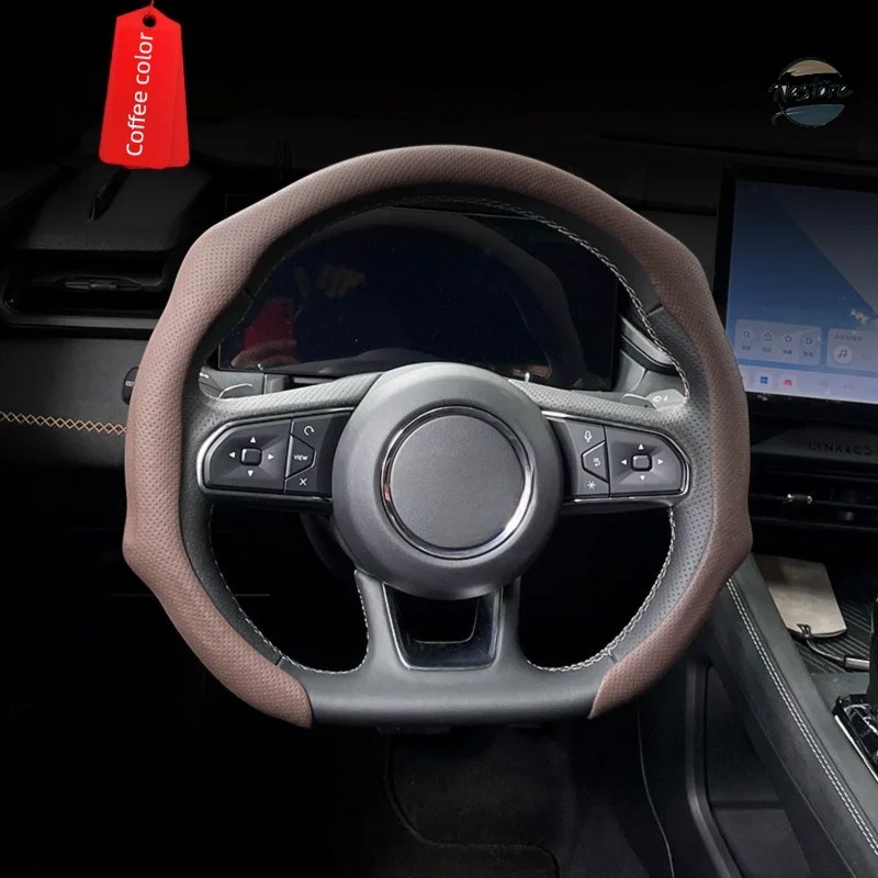 並行輸入品 nappa leather grain universal car steering wheel cover card-type installation styling sports ultra-thin suitable for カスタムパーツ 部品_6