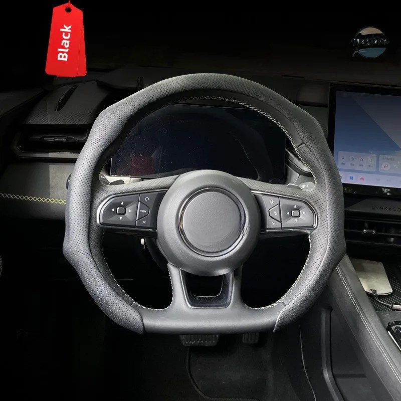 並行輸入品 nappa leather grain universal car steering wheel cover card-type installation styling sports ultra-thin suitable for カスタムパーツ 部品_1