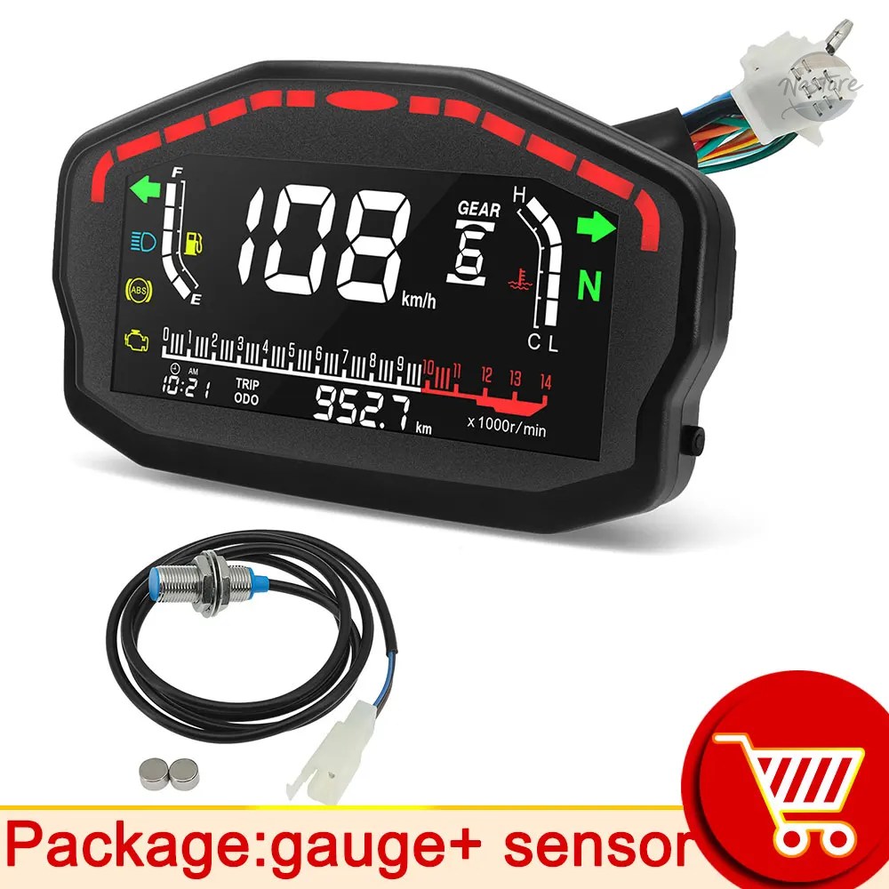 LEDランプと電源装置 並行輸入品 バイク メーター 液晶デジタル 14000 rpm カスタムパーツ