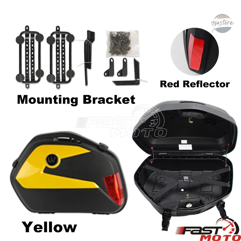 並行輸入品 UNVIERSAL バイク SIDE BOXES PLASTIC REAR SADDLEBAG CASES BMW ホンダ スズキヤマハ ドゥカティ MOTORBIKES STORAGE PANNIER BAGSの画像