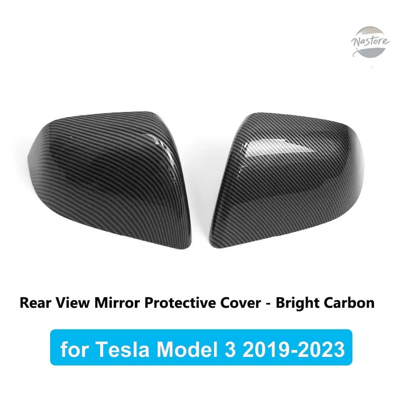 並行輸入品 カーボンファイバー製車用バックミラーカバー テスラ モデル3 ハイランド ABS製 バックミラー装飾シェル 自動車外装アクセサリーの画像