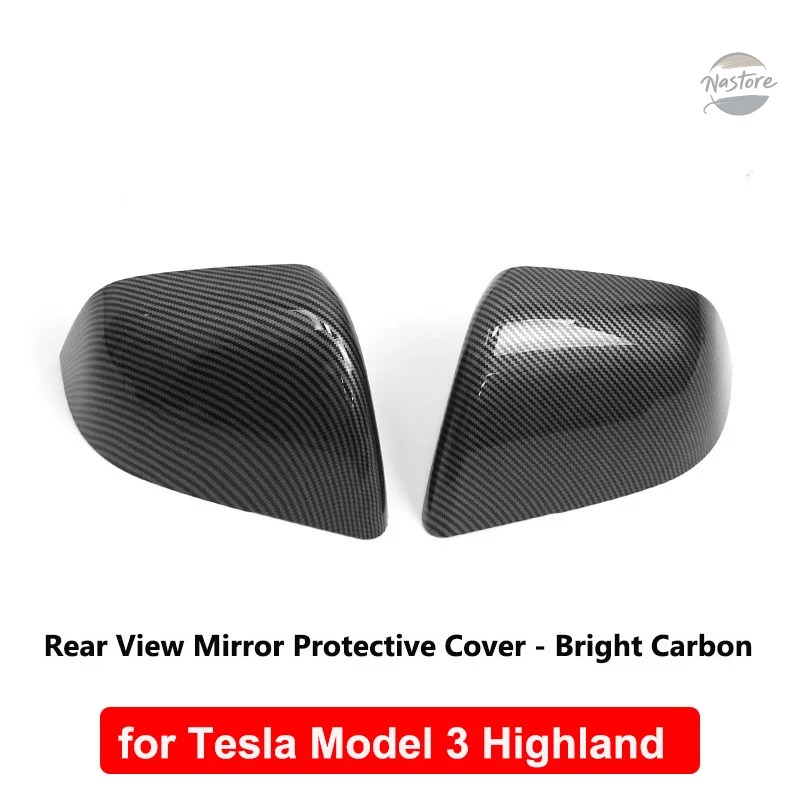 並行輸入品 カーボンファイバー製車用バックミラーカバー テスラ モデル3 ハイランド ABS製 バックミラー装飾シェル 自動車外装アクセサリーの画像